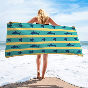 Personalized Stripe Cabana Velour 2 Color Beach Towel Large 34" x 64" 