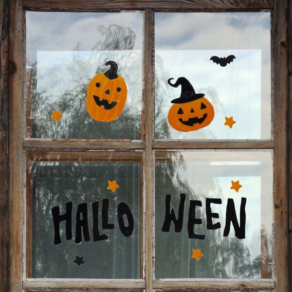 Halloween Window Decorations Stickers Clings Boo Spider Witch Ghost Pumpkin NEW 