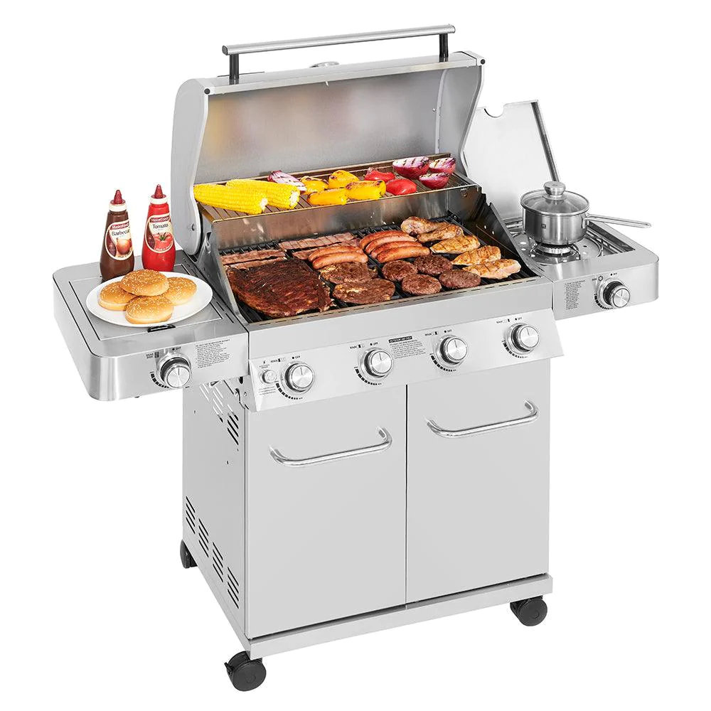 Monument Grills 4Burner Liquid Propane 72000 BTU Grill Stainless with Side Sear Burners