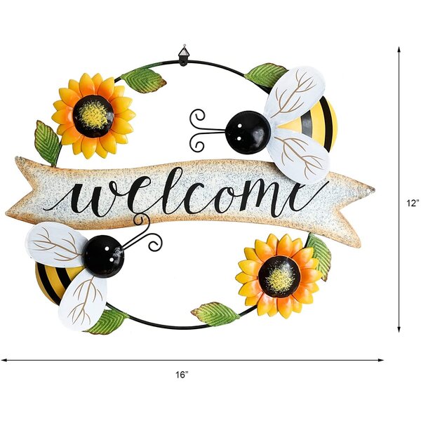 Sunflower Hanging Welcome Board Ornaments for Front Doors Home Indoor Wall Arts 