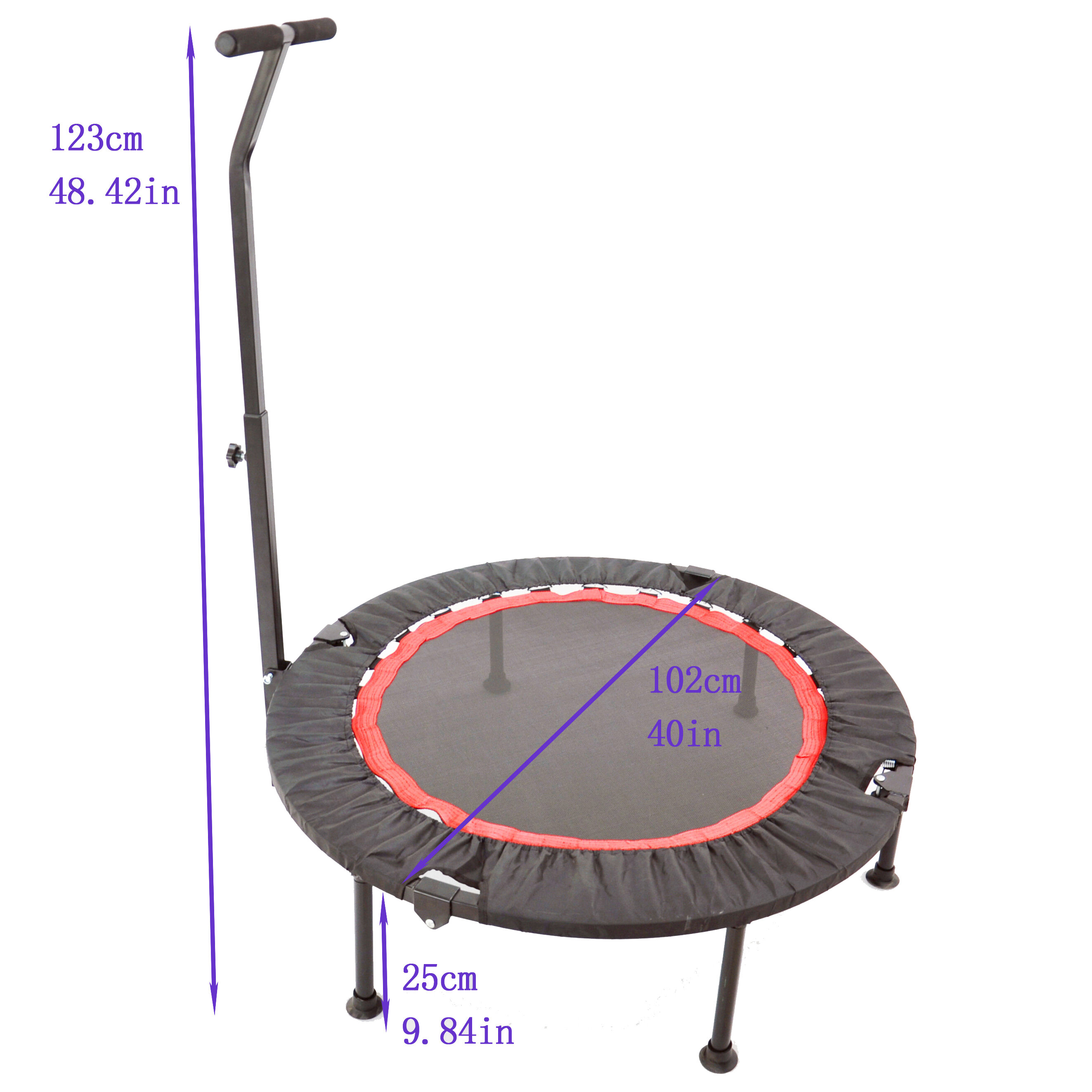 48 Fitness Trampoline for Kids Adults,Kids Trampoline for Toddlers Age 2-5 with Adjustable Foam Handle Exercise Bungee Rebounder for Adults and Kids Personal Workout,Exercise Fitness Trampoline 