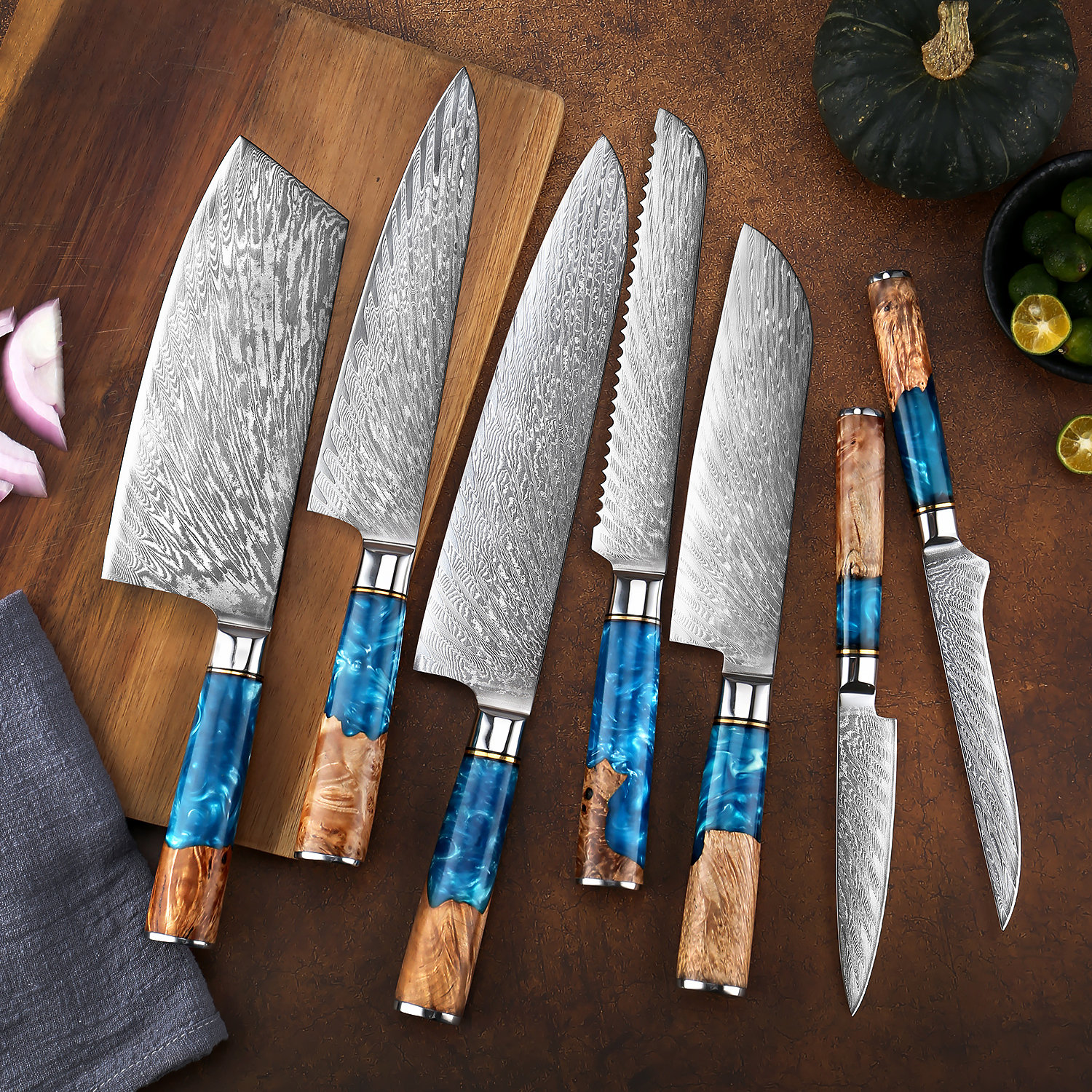 Senken Knives 7 Piece Damascus Steel Assorted Knife Set Wayfair