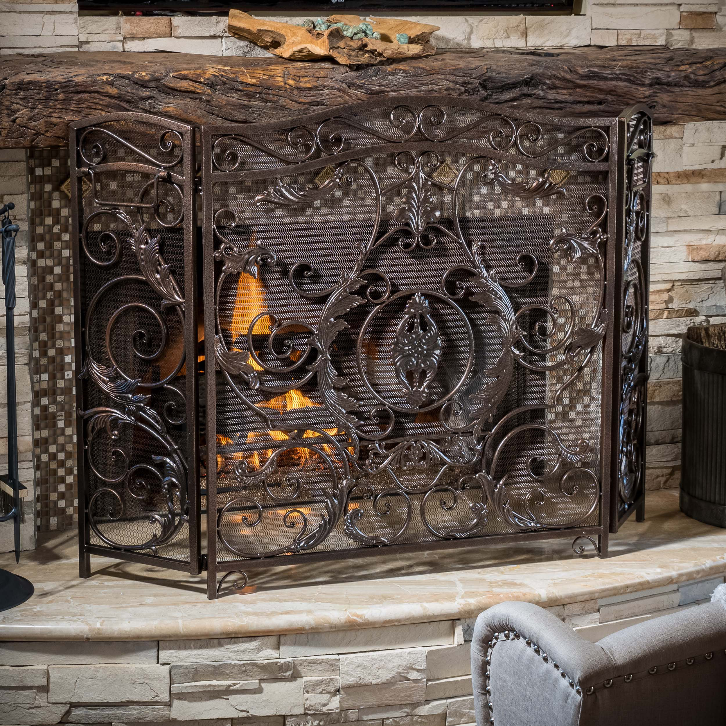 Fleur De Lis Living Almaden Iron Fireplace Screen & Reviews Wayfair