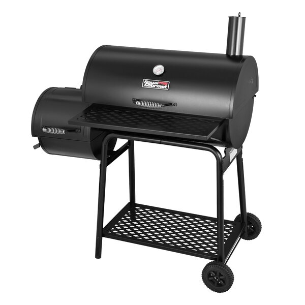 Black Sougem Charcoal Smoker Grill 14 inch Vertical Combo Water Smoker with a Grill Cover