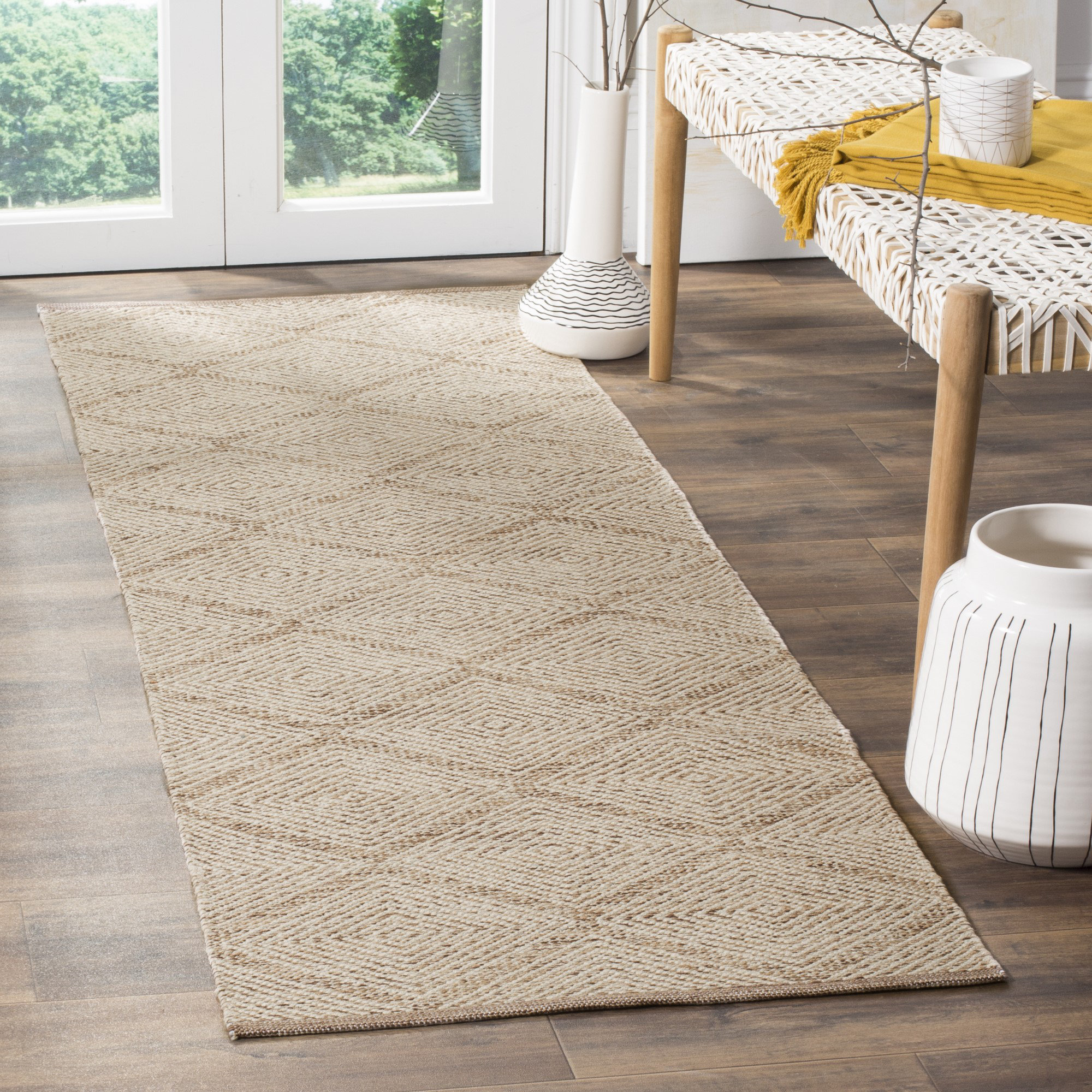 Millwood Pines Abberton Handmade Flatweave Cotton Beige Rug & Reviews