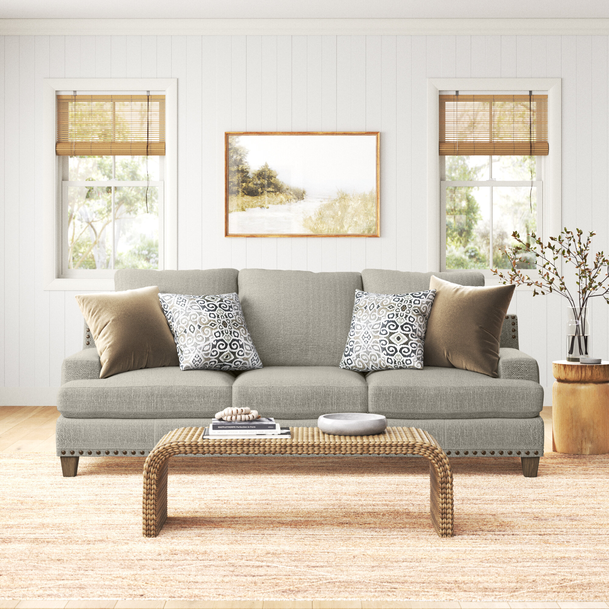 Edisto 94” Round Arm Sofa with Reversible Cushions