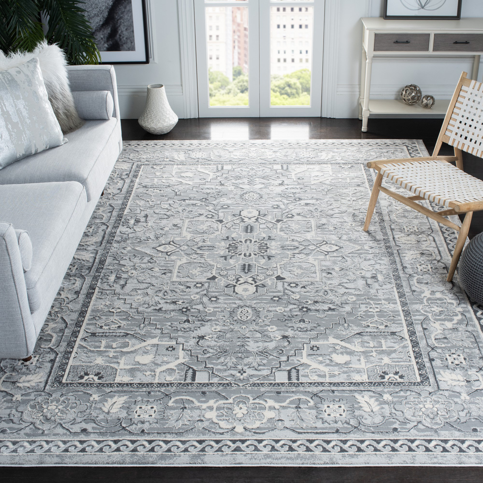 World Menagerie Helki Oriental Cream/Gray Area Rug Wayfair