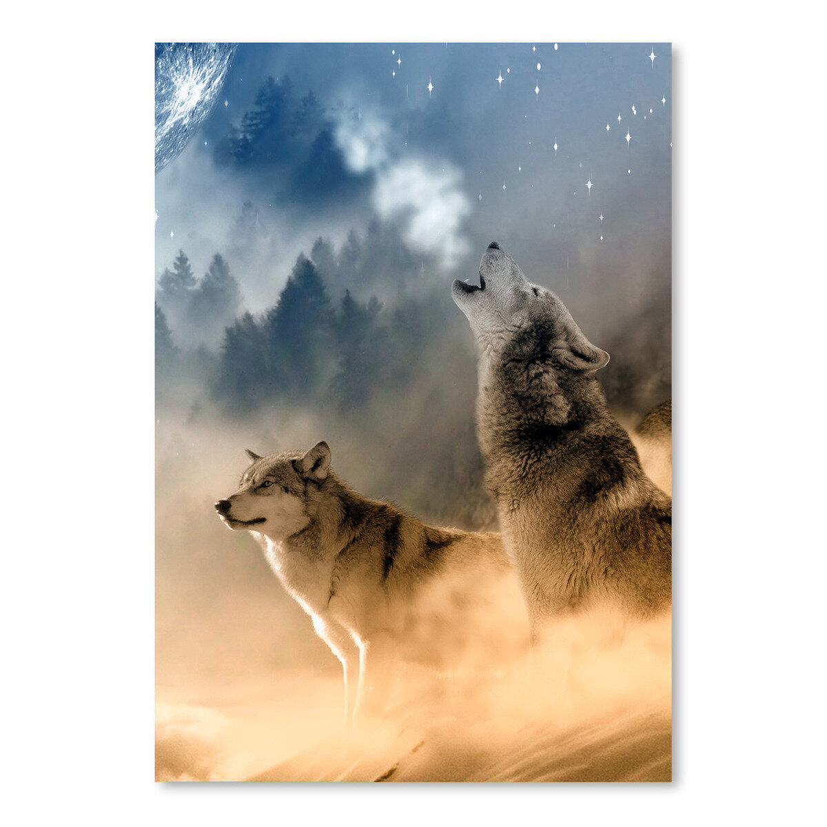 East Urban Home Fantasy Wolf Wolves Animal - Unframed Graphic Art & Reviews  | Wayfair