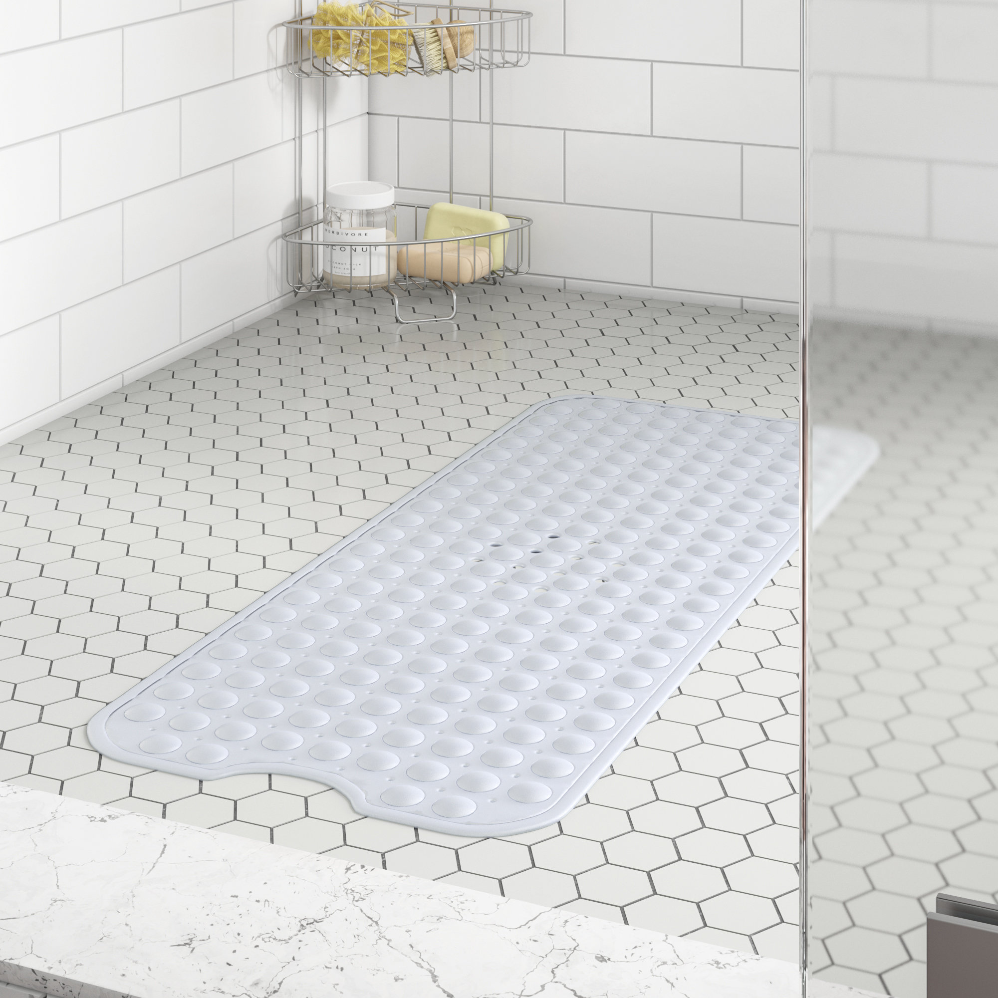 Melange AntiBacterial Extra Long Rectangle NonSlip Shower mat