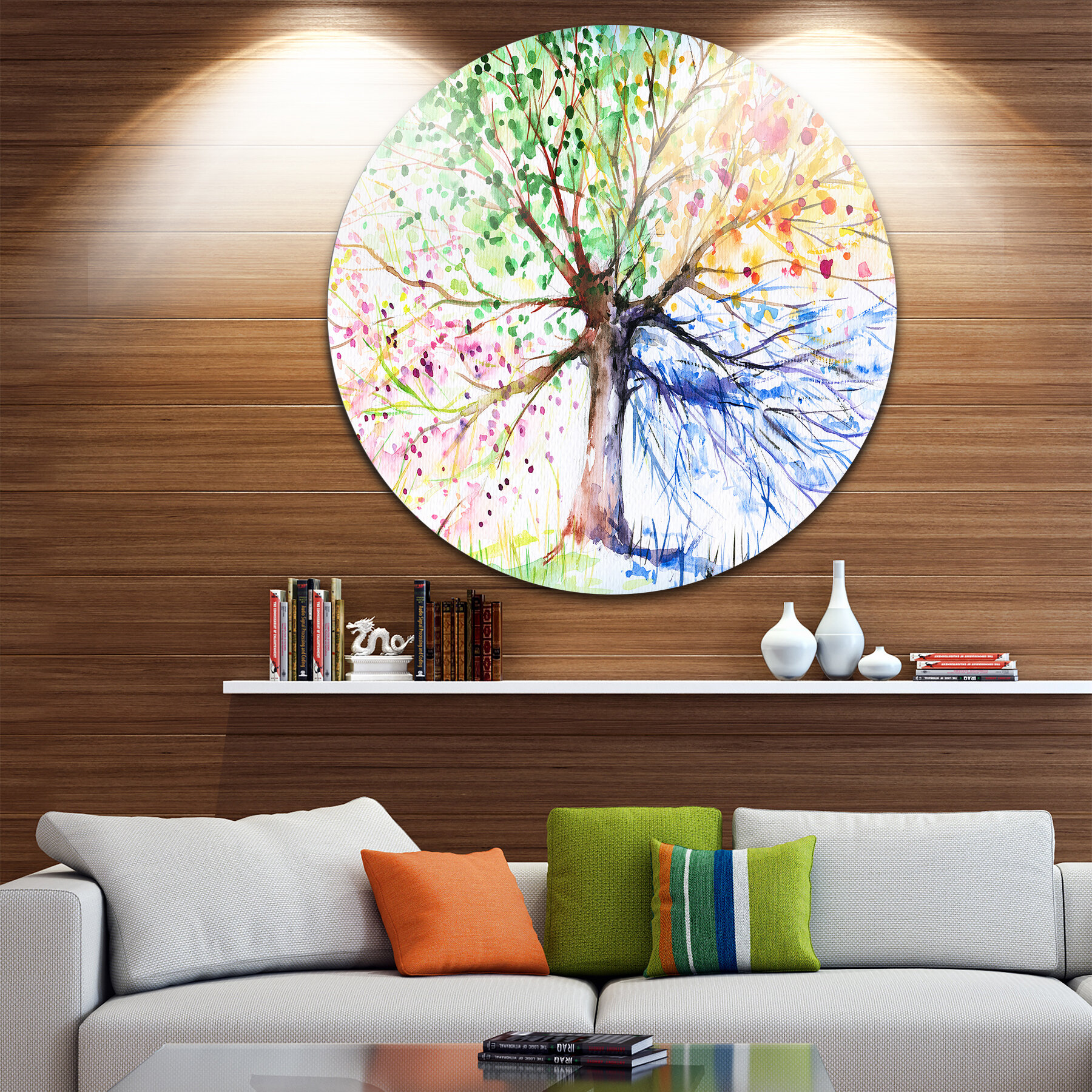 FOUR SEASON TREES ABSTRACT CANVAS PICTURE PRINT WALL ART HOME DECOR DESIGN 