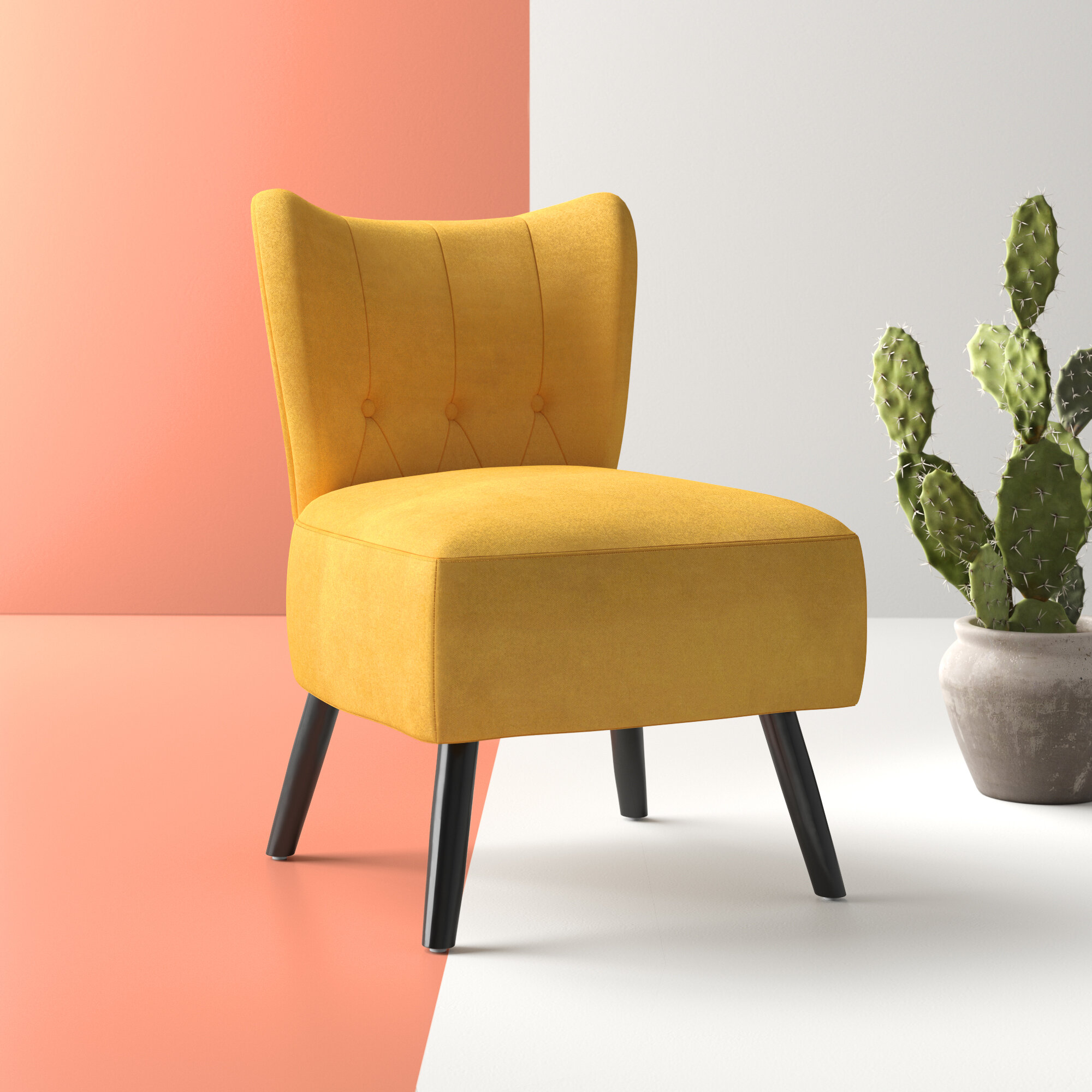 Dechane 22.5” Wide Tufted Velvet Slipper Chair