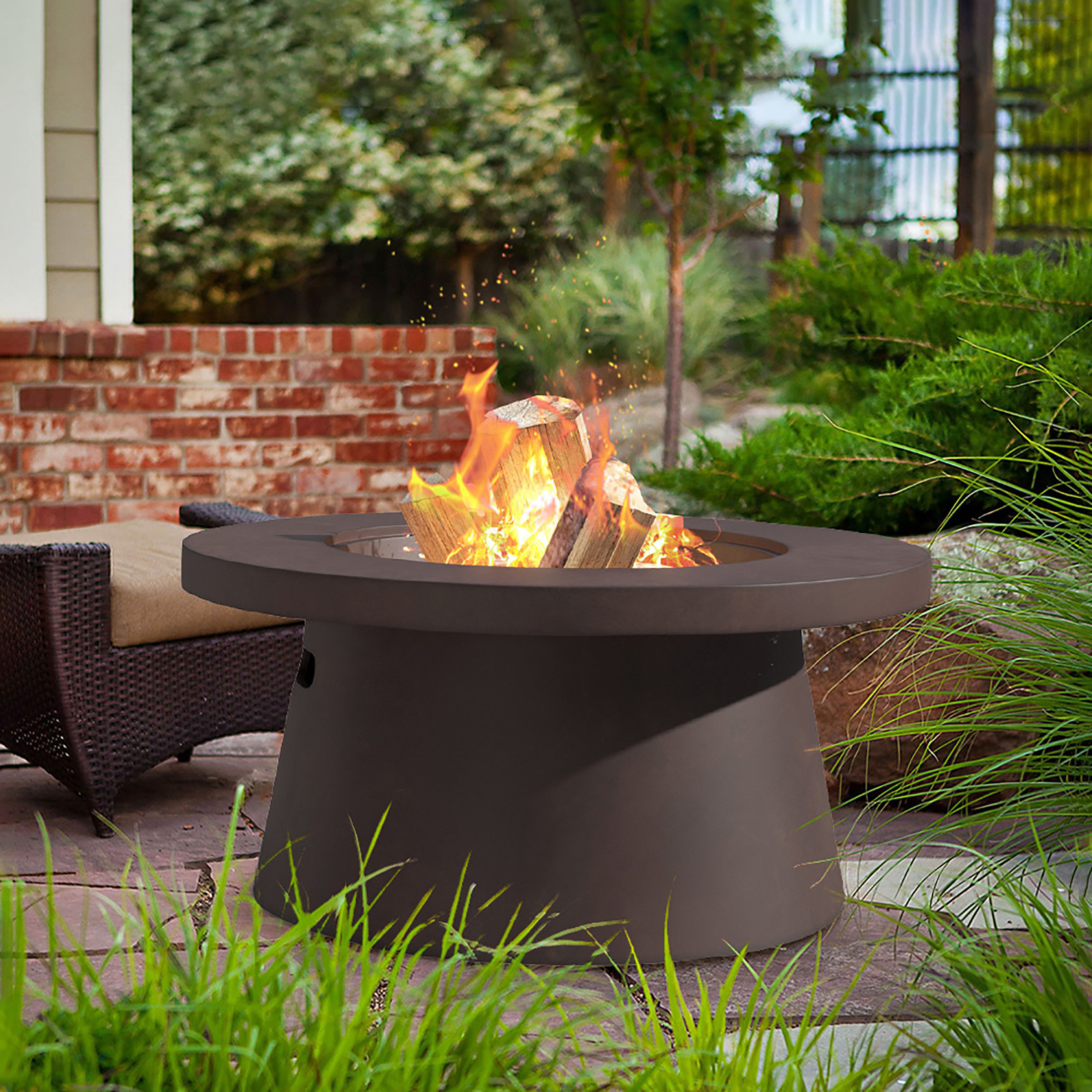 Latitude Run® Cyriel 14'' H x 29.5'' W Concrete Propane Outdoor Fire