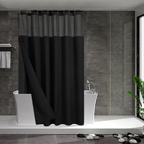 Jet black shower curtain 1m wide black rings new free shipping 