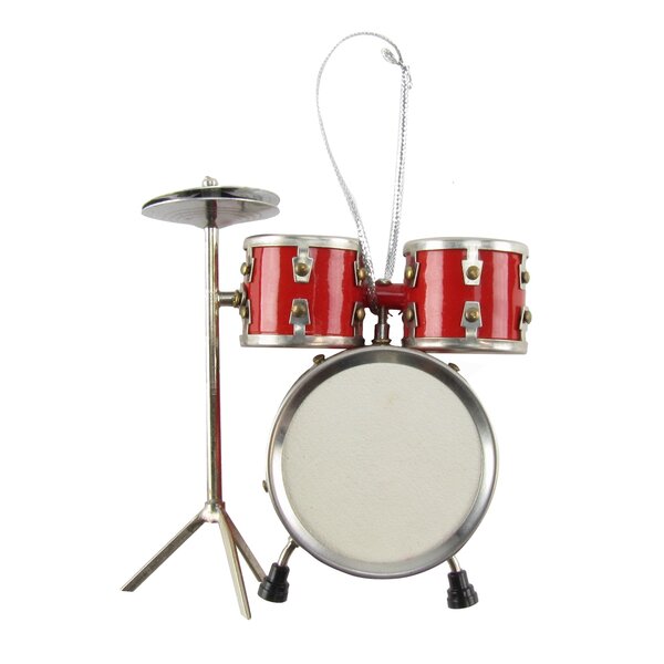 Broadway Gift Red Drum Set Music Instrument Miniature Replica on Stand Size 3 in.,Multicolor