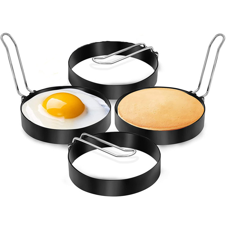 Egg Rings Silicone For Fried Eggs 4 Pack Fried Egg Mold with an Oil Brush Non Stick Egg Cooking Rings,Round Pancake Mold,Non Stick Silicone Ring for Eggs 
