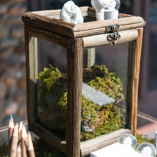 Rustic Wood and Glass Box with Hinged Lid Style 9554 Weddingstar
