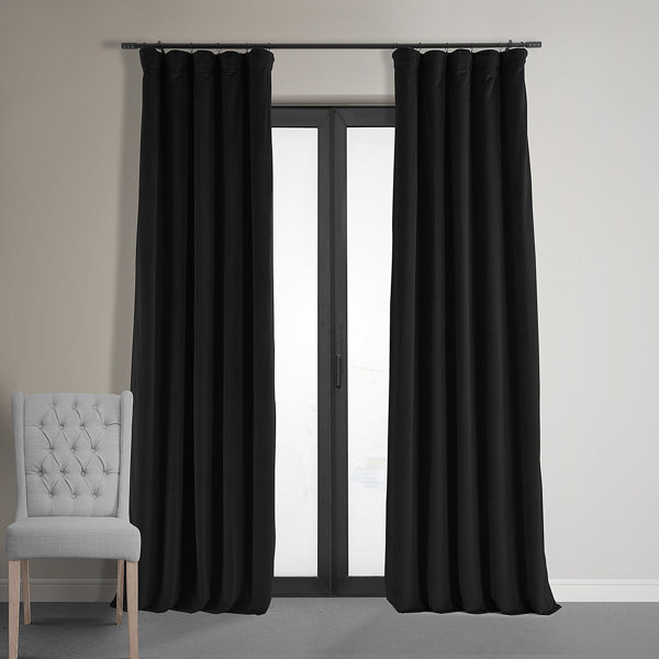 Custom Window Treatments Drapes Solid Black Velvet 84 inch Curtain Long Panels 