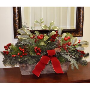 The Holiday Aisle® Mixed Centerpieces in Basket | Wayfair