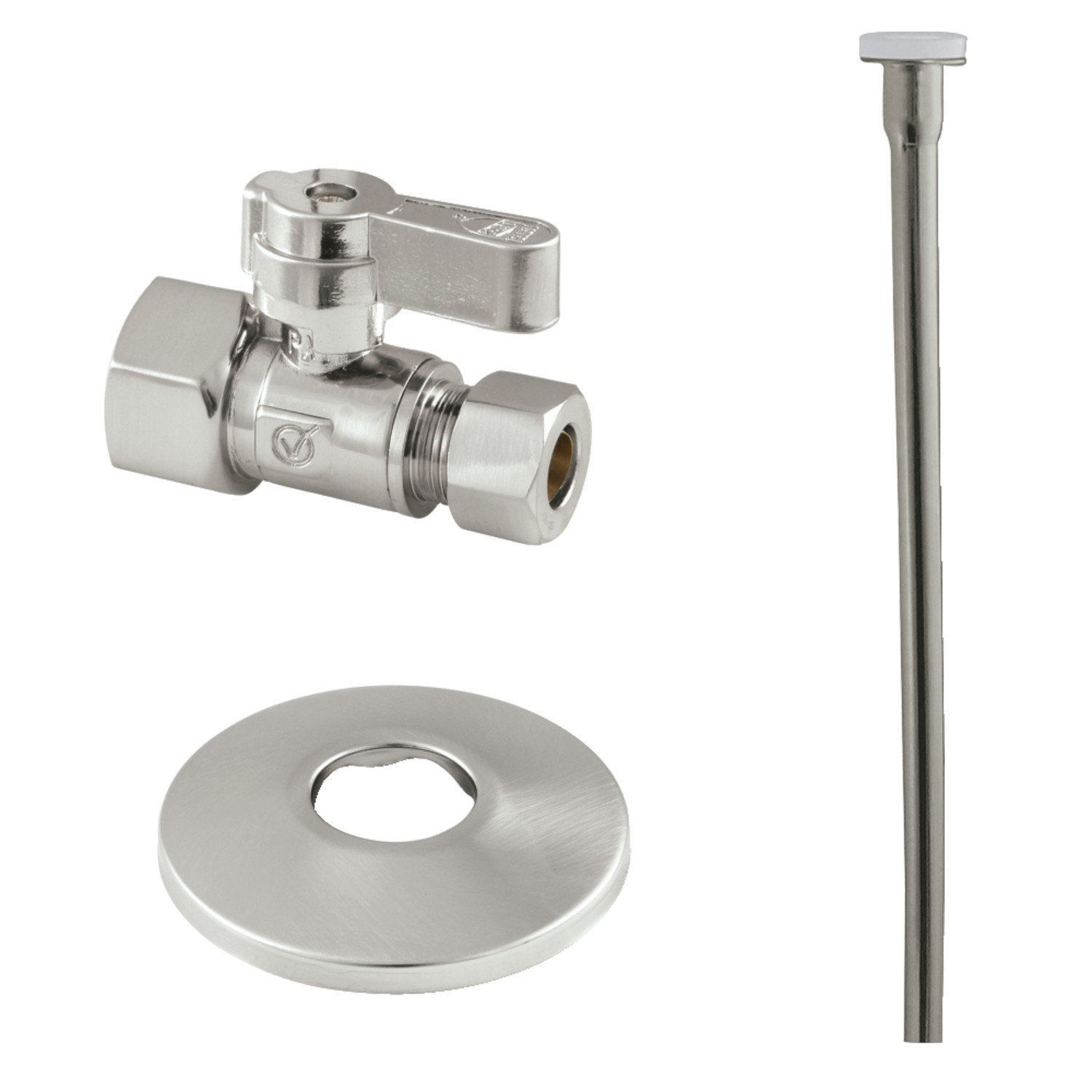 Kingston Brass KF43151TKF20 Toilet Supply Kit, 1/2" FIP X 3/8" OD Comp Straight Valve, Polished