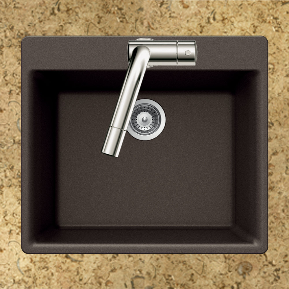 Houzer Quartztone 20'' W Single Bowl Granite DropIn Kitchen Sink with
