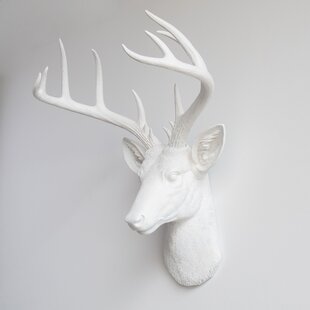 Wall-Mounted Deer Head Sculpture Wall Living Room Background Wall Porch Three-Dimensional Decoration White Deer Head Wall Decoration