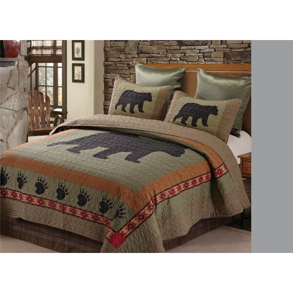 BLACK BEAR PAW Full Queen QUILT SET LODGE CABIN COUNTRY MOUNTAIN SOUTHWESTERN 