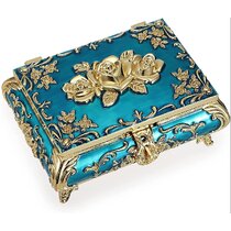 Large VINTAGE leather jewellery box TREASURE CHEST STORAGE TRINKET KEEPSAKE BOX 
