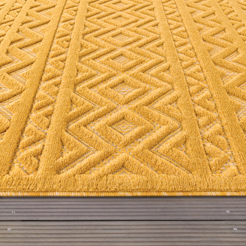 Union Rustic Jakius Yellow Indoor/Outdoor Rug | Wayfair