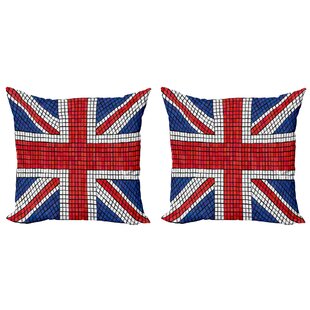 20 X 20 Ambesonne Union Jack Throw Pillow Cushion Cover Decorative Square Accent Pillow Case Navy Blue Grunge Industrial Themed Composition of UK and USA Flags Vintage Print