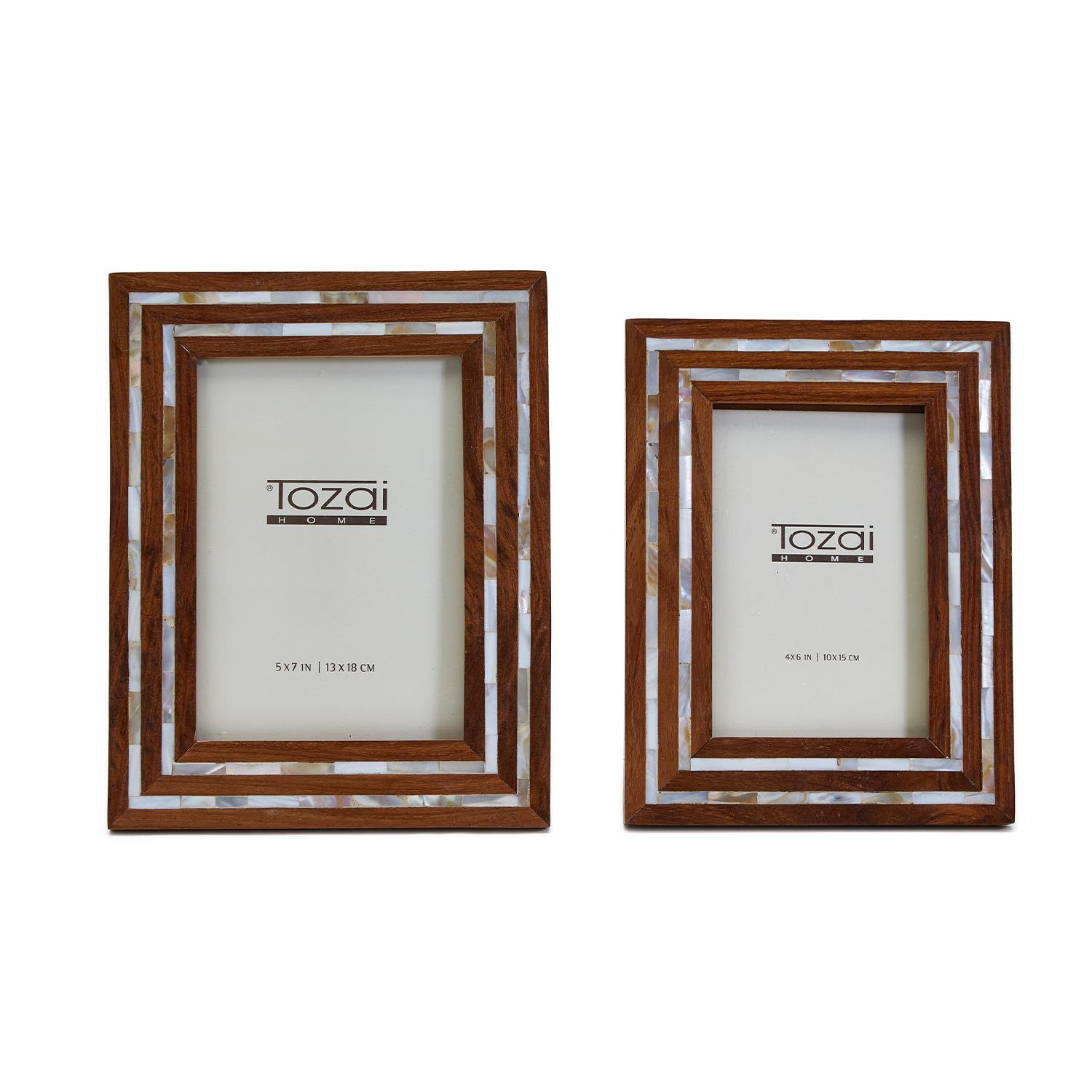 Tozai Home Acacia Wood/MOP/Glass Picture Frame Set of 2 Wayfair
