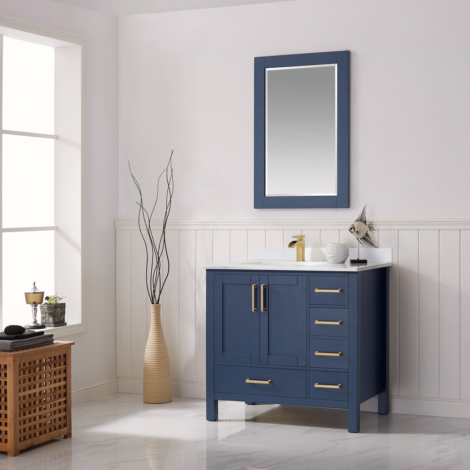 Everly Quinn Ryland 36" Single Bathroom Vanity Set with Mirror Wayfair