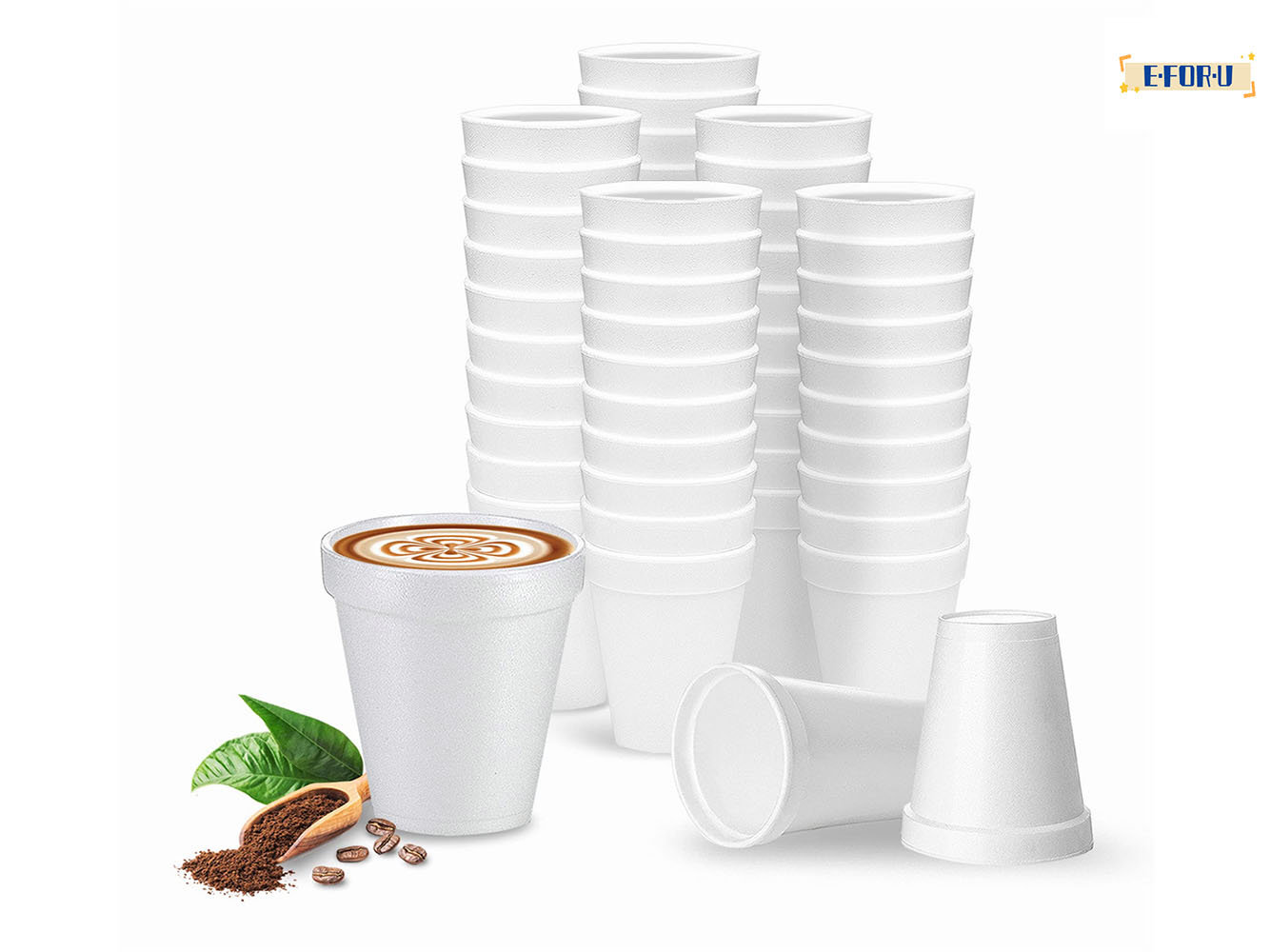 E.FOR.U Disposable Styrofoam Cups, Foam Cup Insulates Hot & Cold
