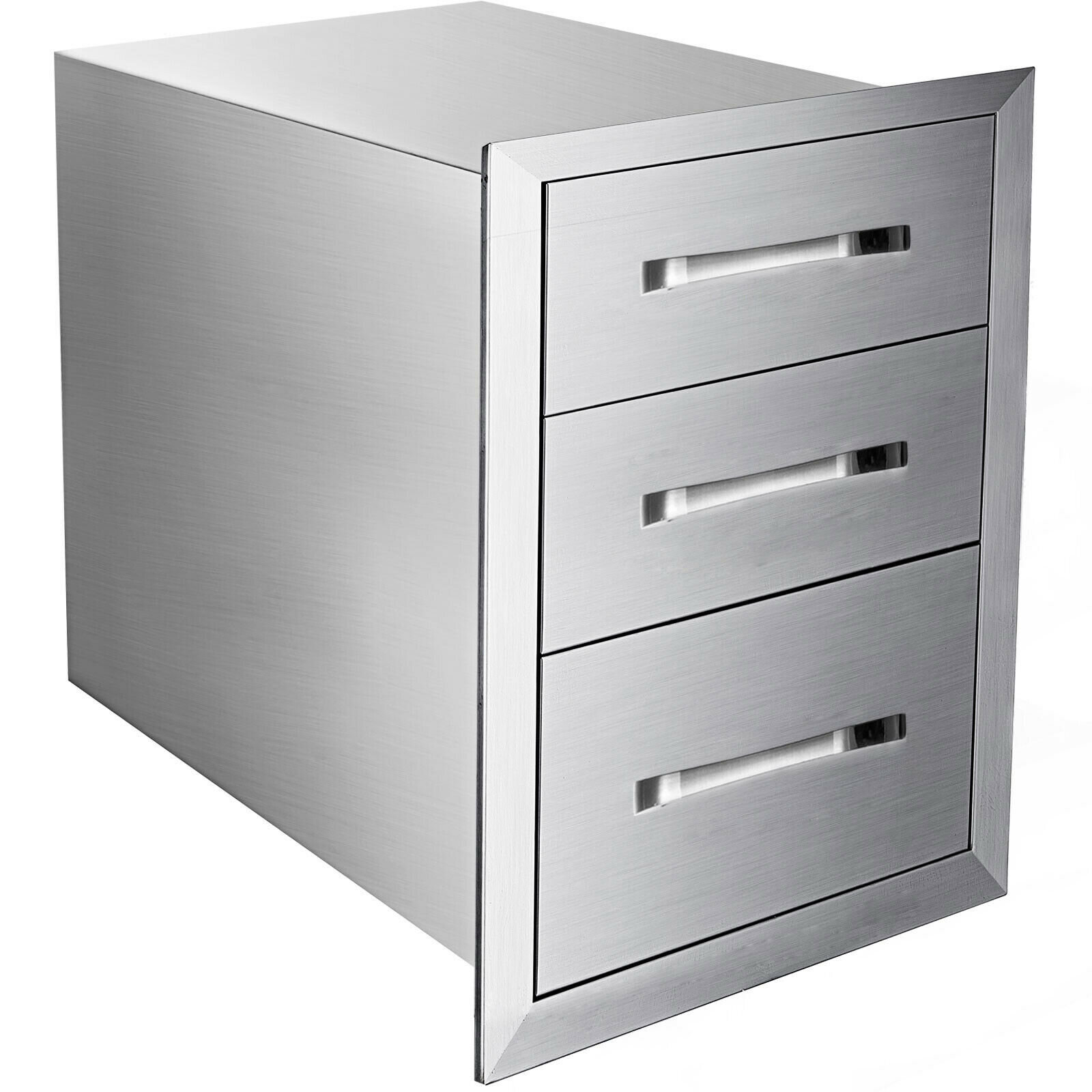 15.7" x 21" Outdoor BBQ Island Drawers Access Double Drawer Stainless Steel 