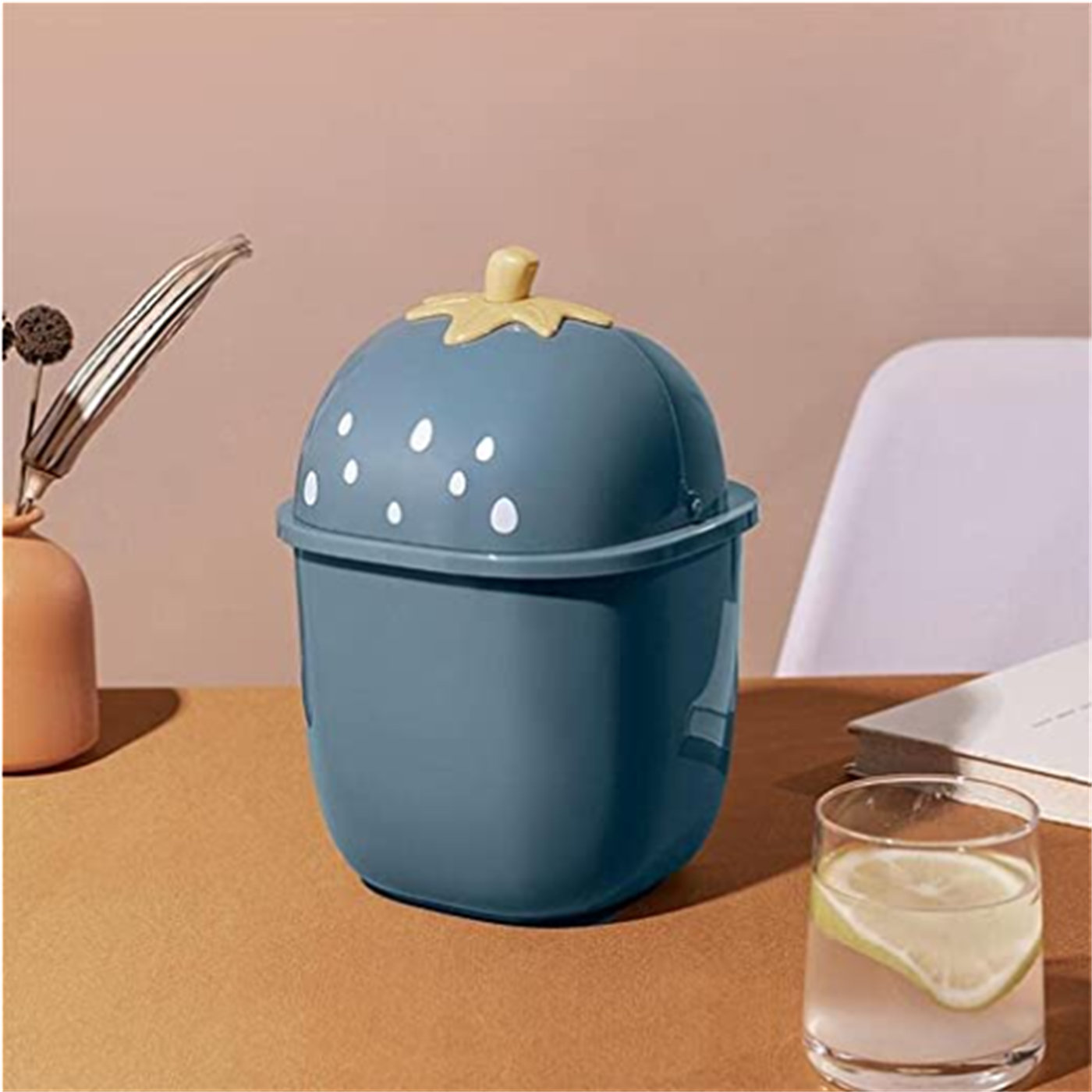 Xcyshpmy Bathroom Small Wastebasket With Lid Strawberry Countertop Trash Can Desktop Trash Can Tabletoptrash Can Mini Trash Can For Bedroom Living ...