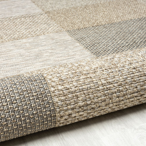 Latitude Run® Hailiey Flatweave Faux Jute Tan/Natural Indoor/Outdoor ...