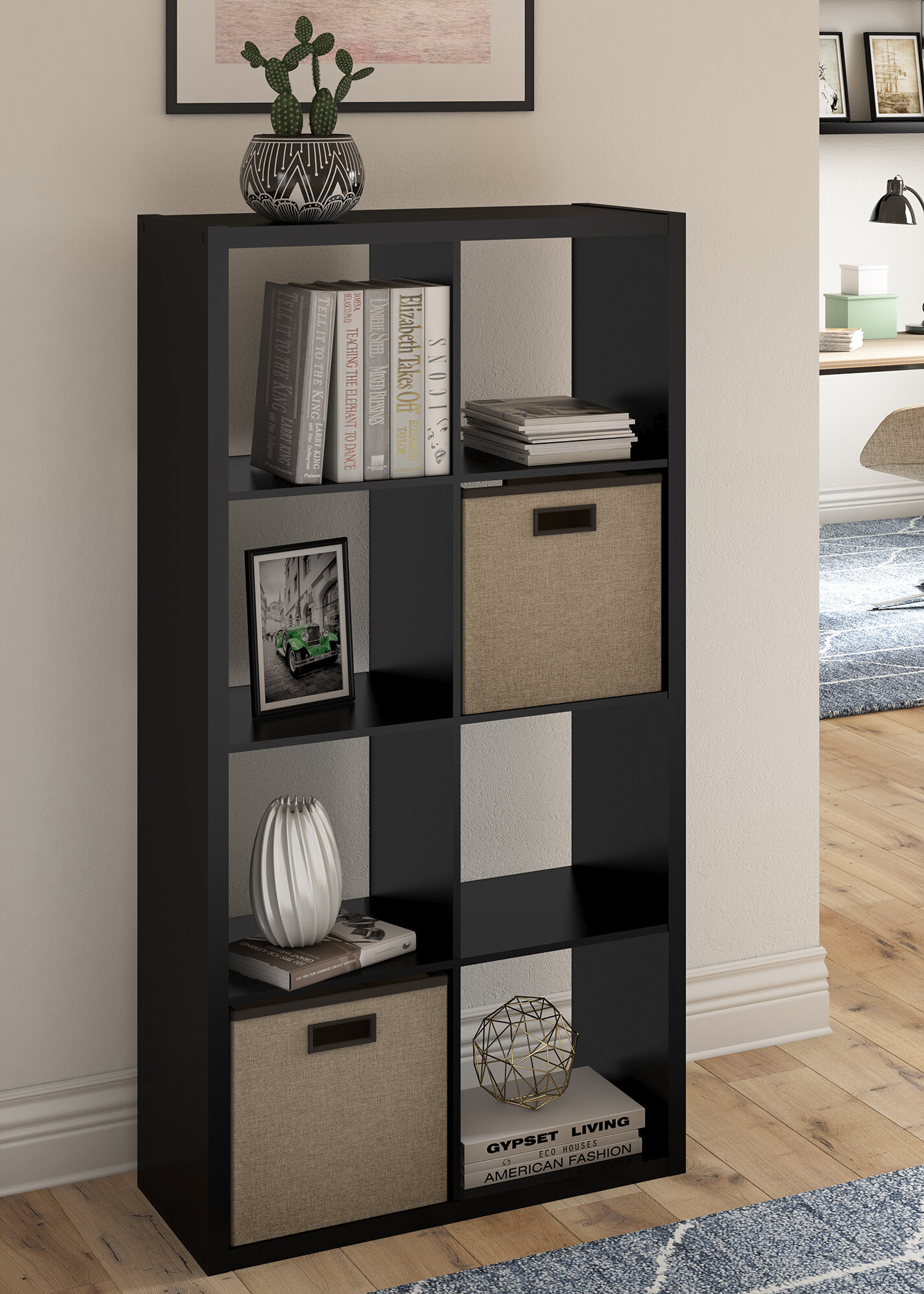 Black 2-Shelf 35.25" Wide Bookcase Home Office Living Room Bedroom Furniture 