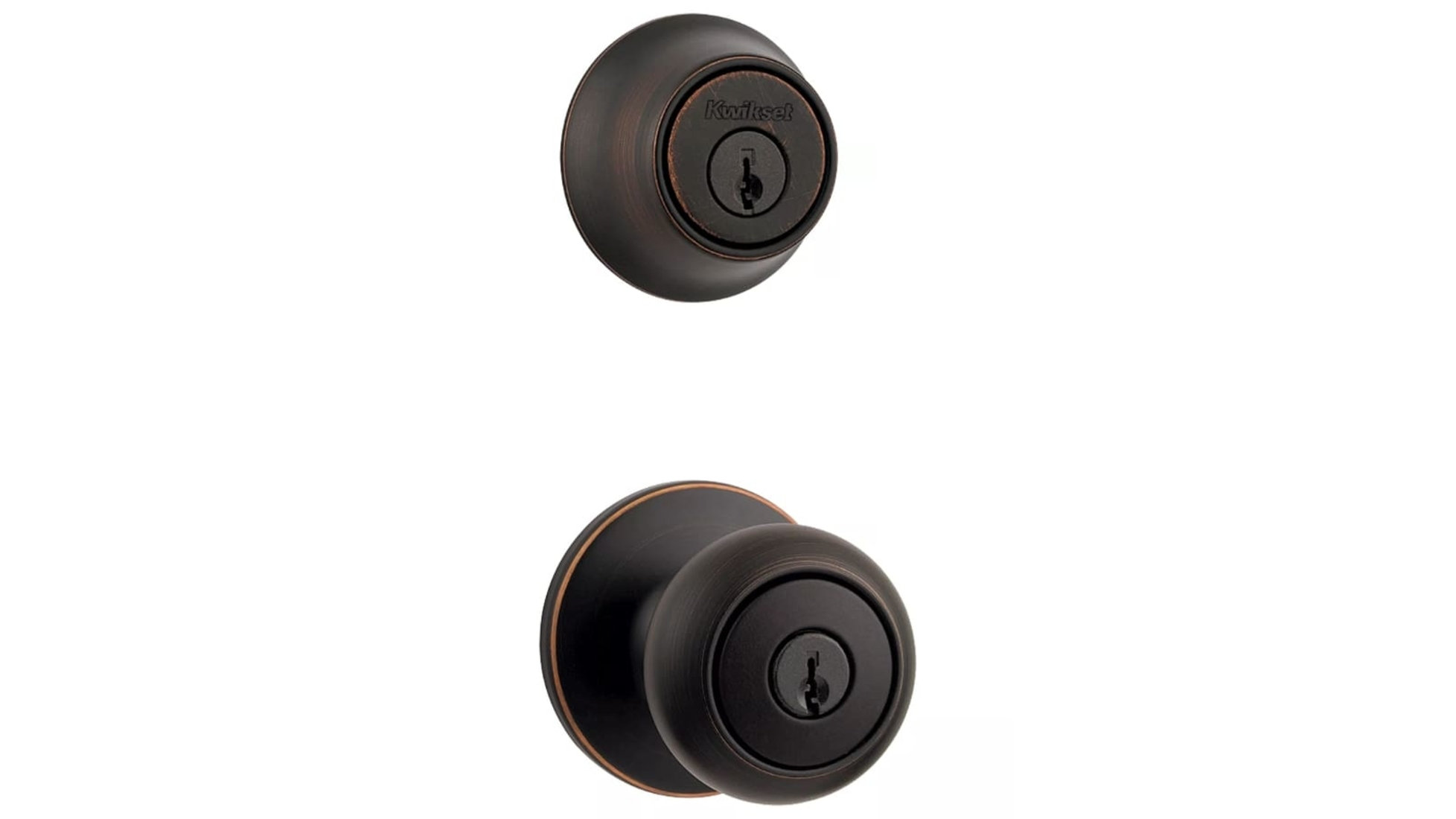 Kwikset Cove Handleset with Deadbolt and Cove Door Knob and Cove
