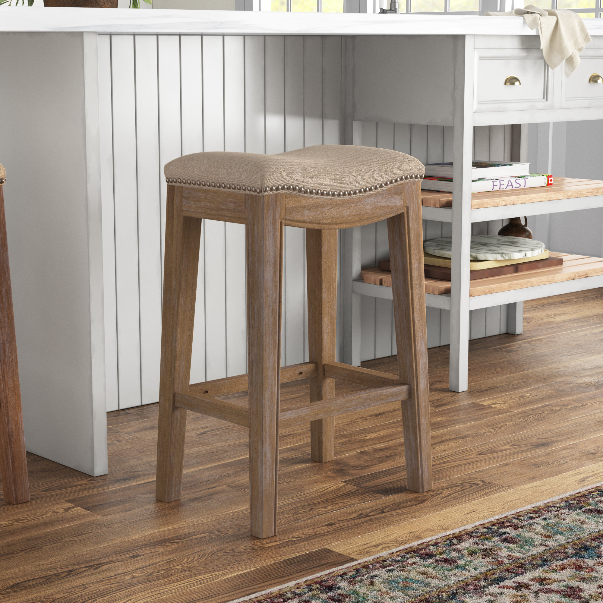 Lark Manor Nailhead Saddle Counter Stool & Reviews Wayfair Canada