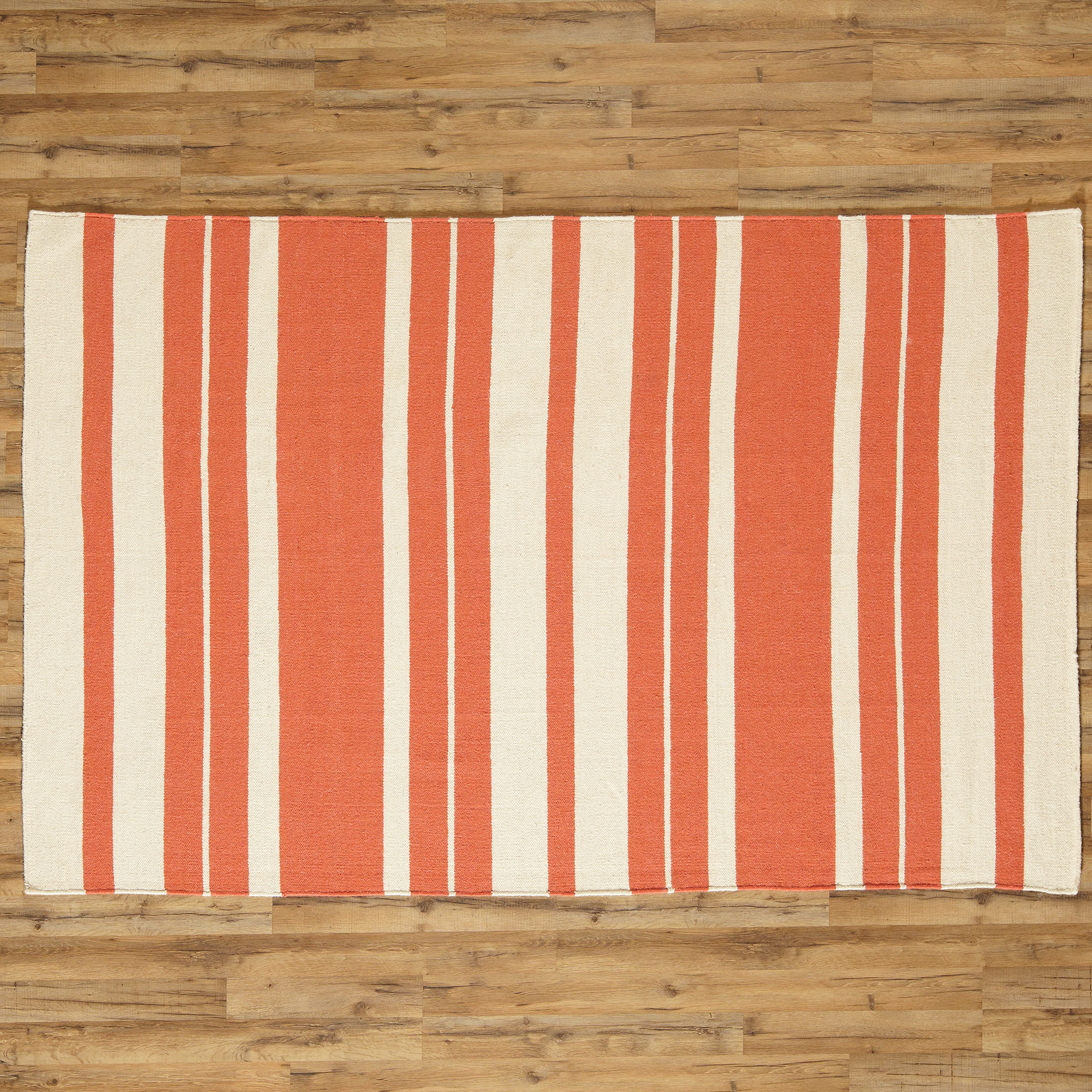 Rosecliff Heights Kinney Handmade Flatweave Wool Orange/Cream Rug