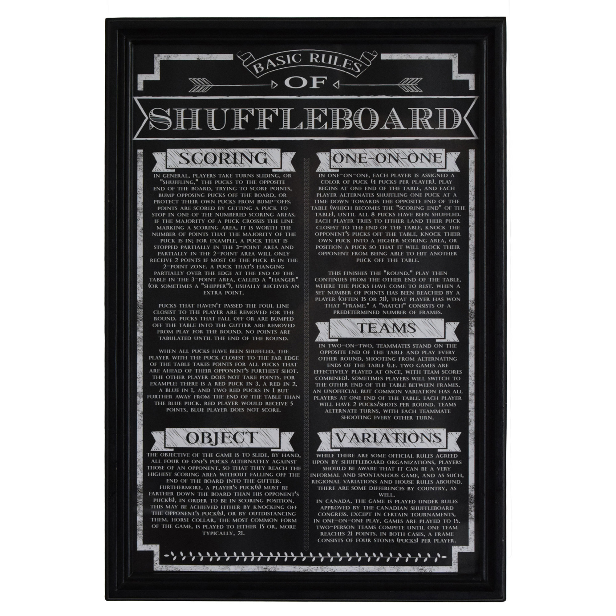 Hathaway Games Shuffleboard Game Rules - Picture Frame Textual Art on Wood  & Reviews | Wayfair
