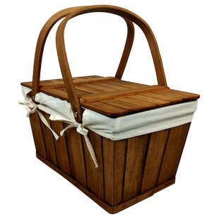 Rurality Picnic Basket for 2 Wicker Picknick Basket Set with Insulated Cooler for Outing Camping,Blue Gingham 