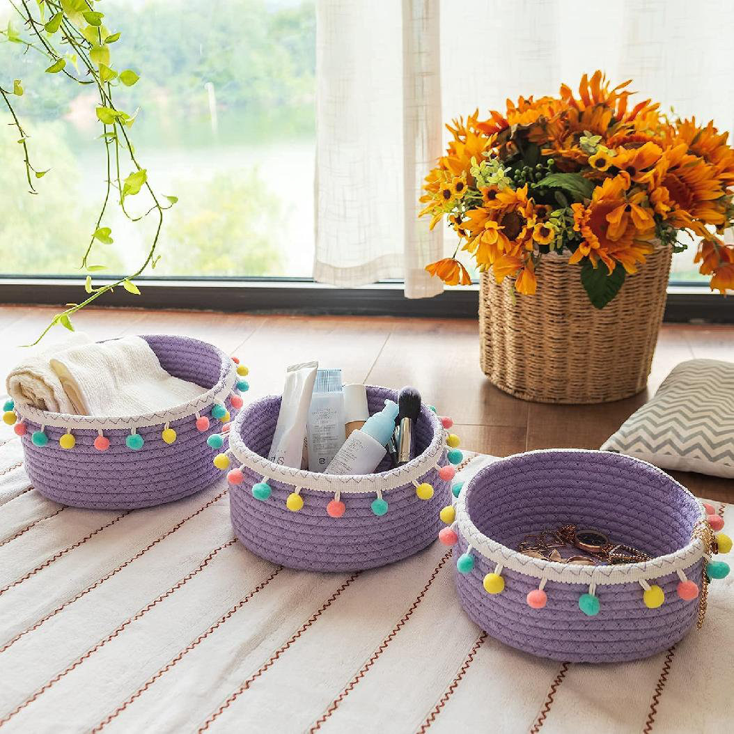 Gracie Oaks Woven Fabric Basket Set Wayfair