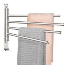 Wall Mounted Stainless Steel Towel Bar/4 Swing Arm Hand Towel Drying Rack 