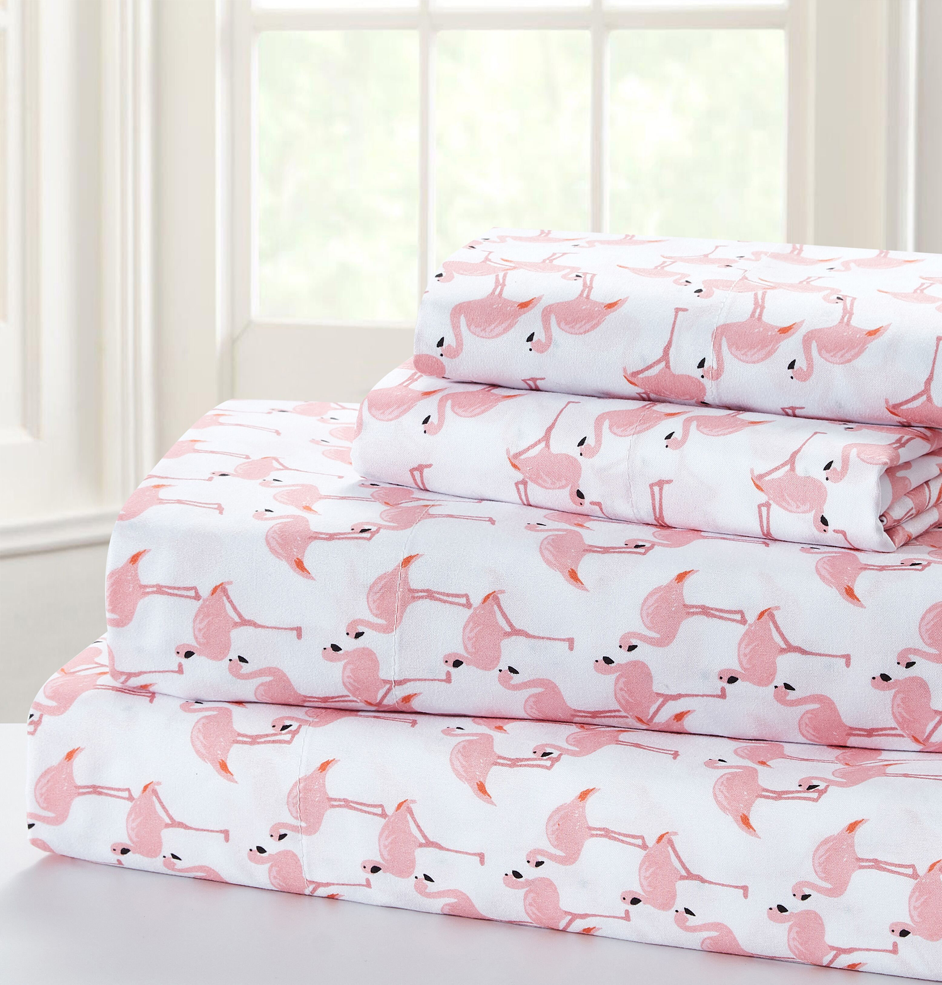Wilder Flamingo Microfiber Sheet Set Bay Isle Home Size: King
