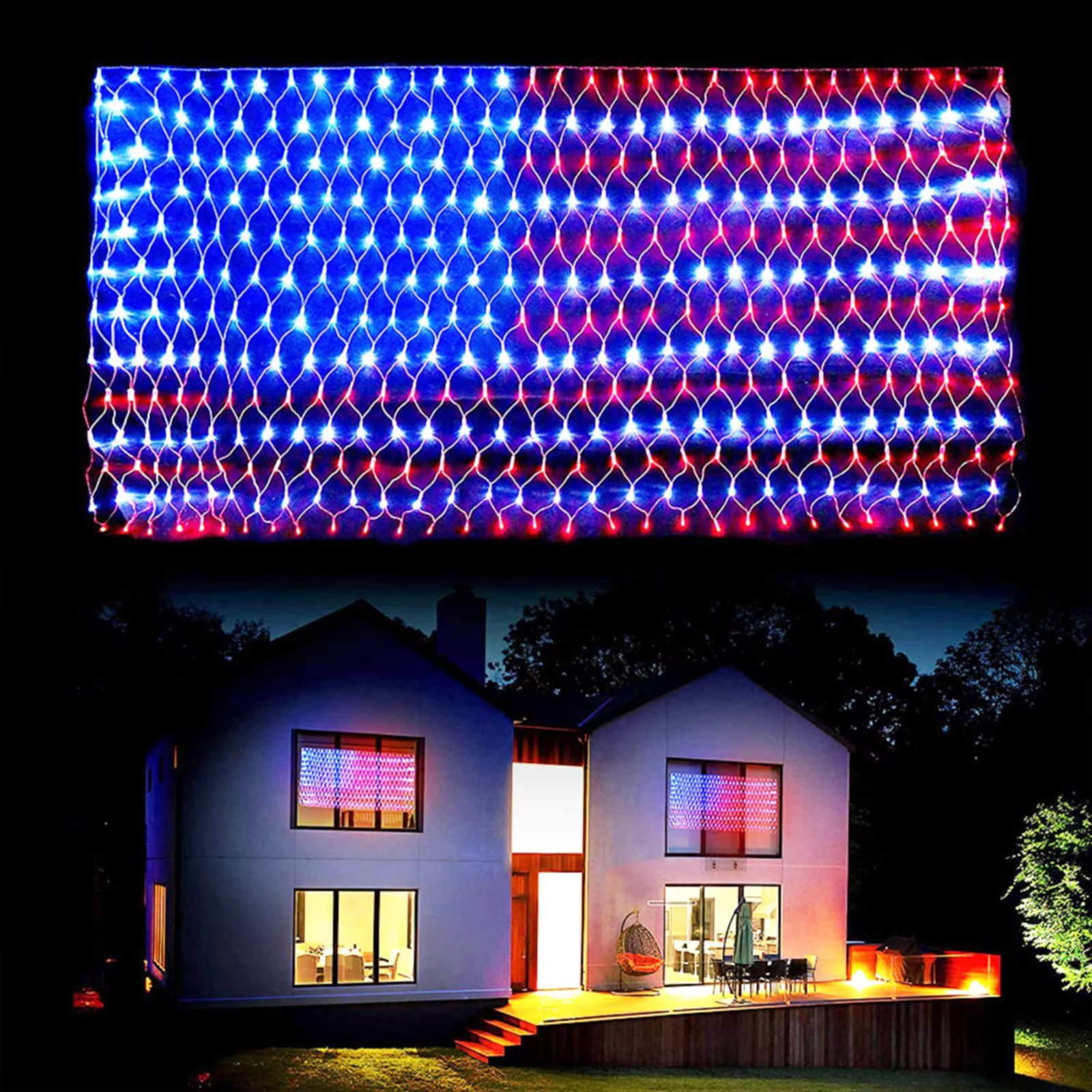 American Flag At Night Lighting
