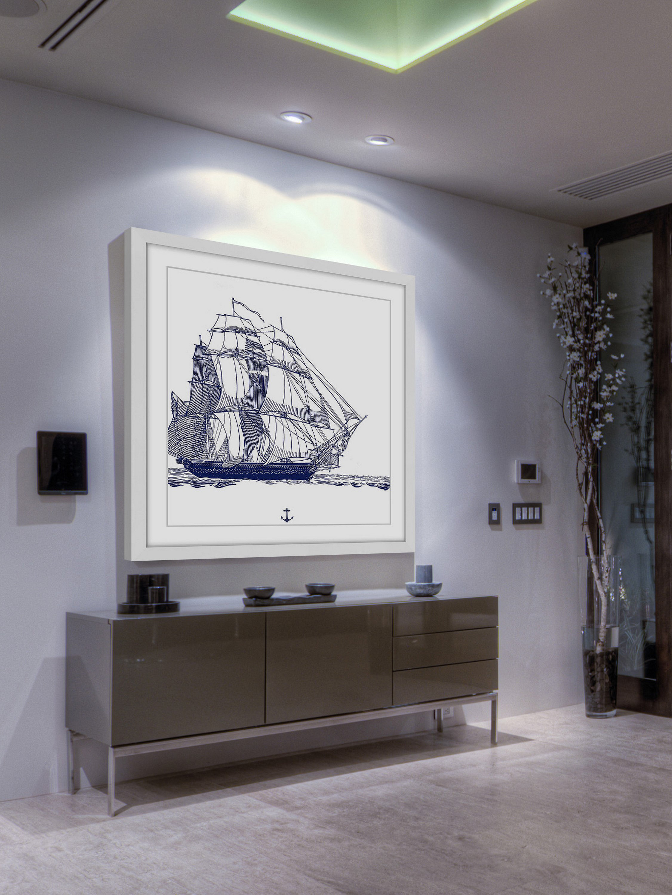 Marmont Hill Blue Ship Picture Frame Print Wayfair