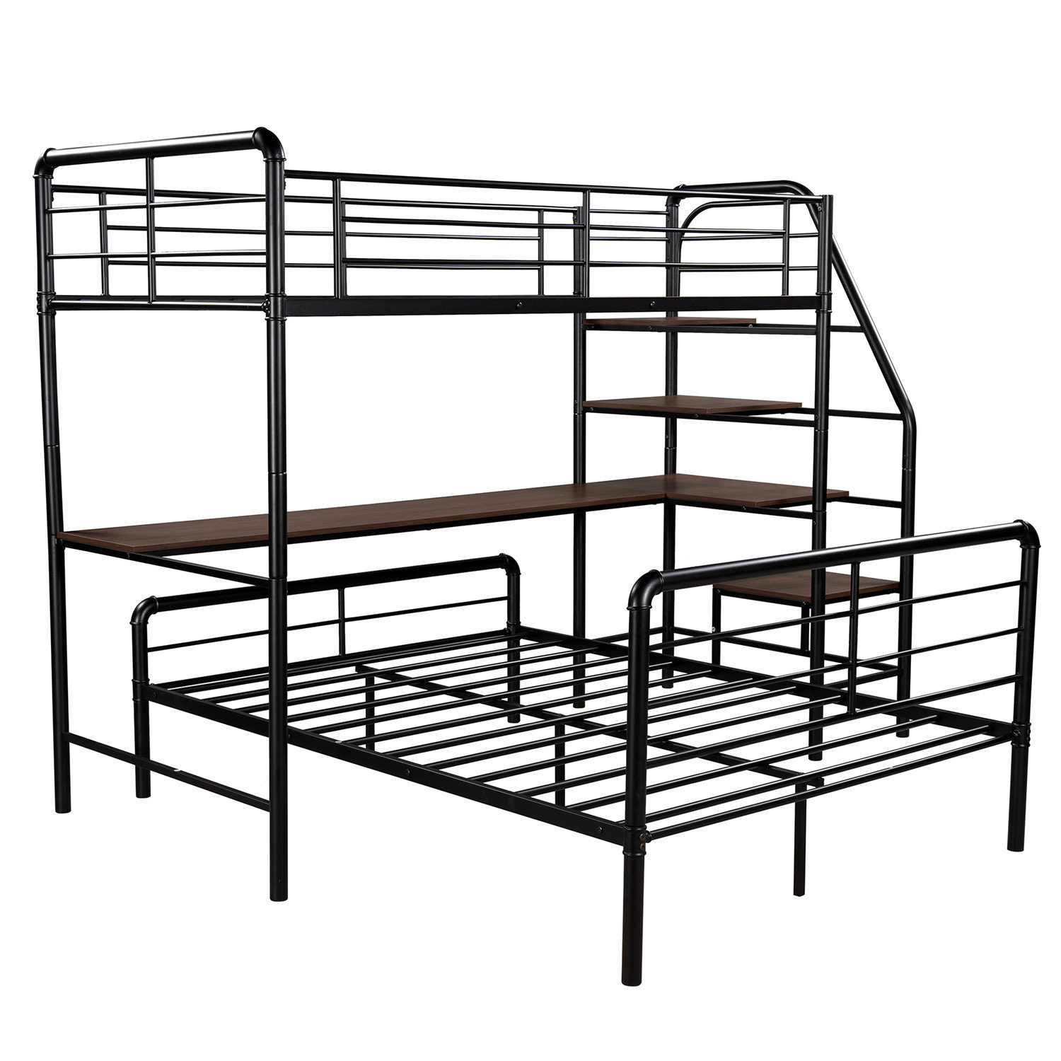Mason & Marbles Twin Over Full Platforms Loft Bed with Builtin