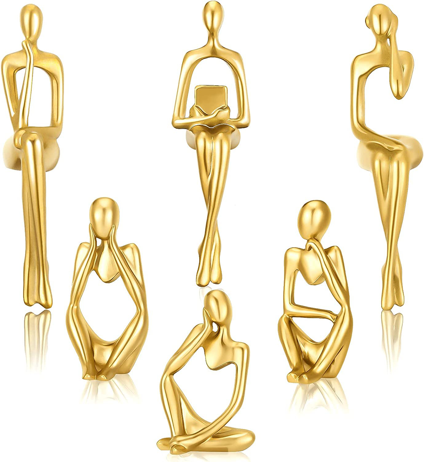 Mercer41 6 Pieces Golden Abstract Bookshelf Figures Statue Mini Resin