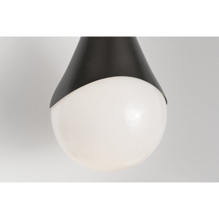 Ariana Opal Glossy Glass 1-Light Pendant in Old Bronze