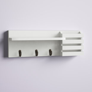 Coat Rack Mail Holder Wall Display Shelf Metal Hooks Keys Letter Organizer Mount 